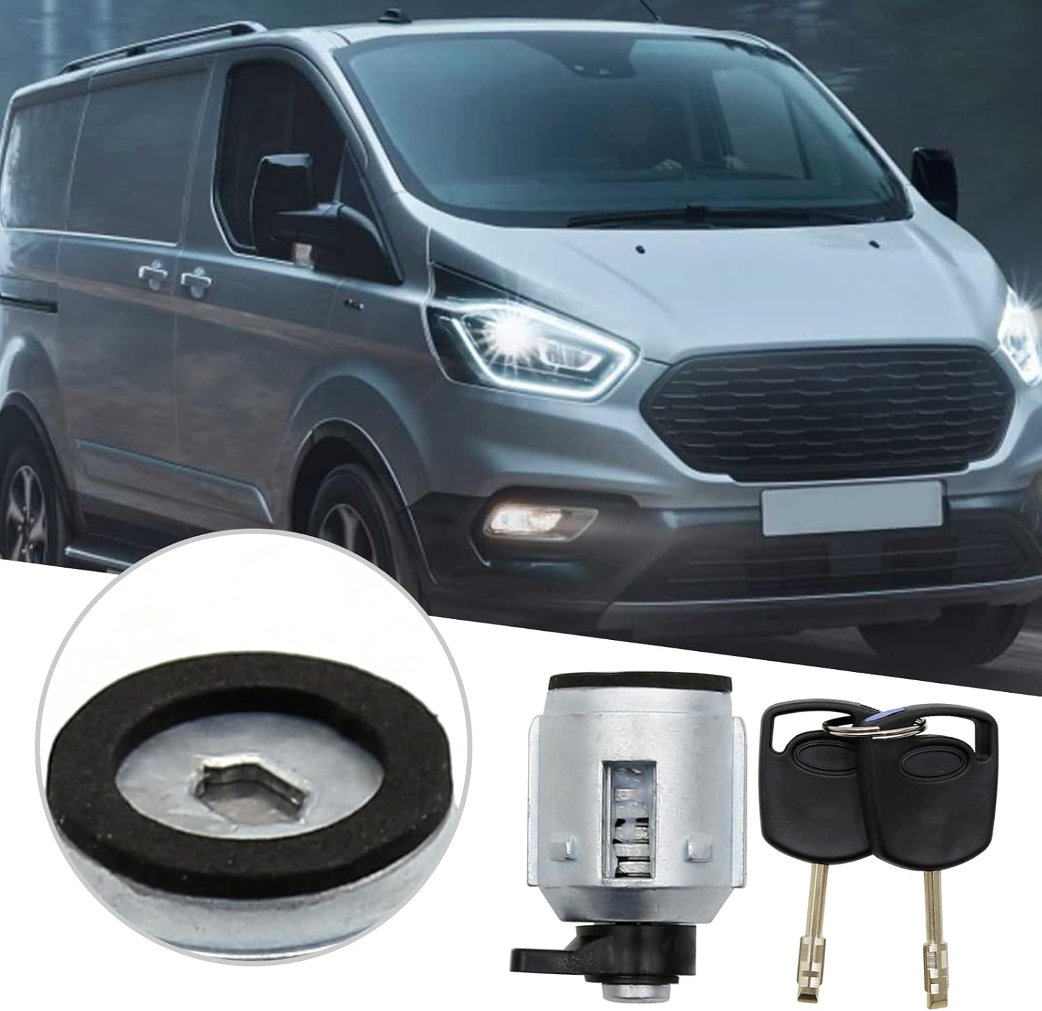 Kit de reparación de cilindro de cerradura de puerta de combustible con 2 llaves de repuesto para Ford Transit Connect 2002-2012 2S6Z-5828624-A