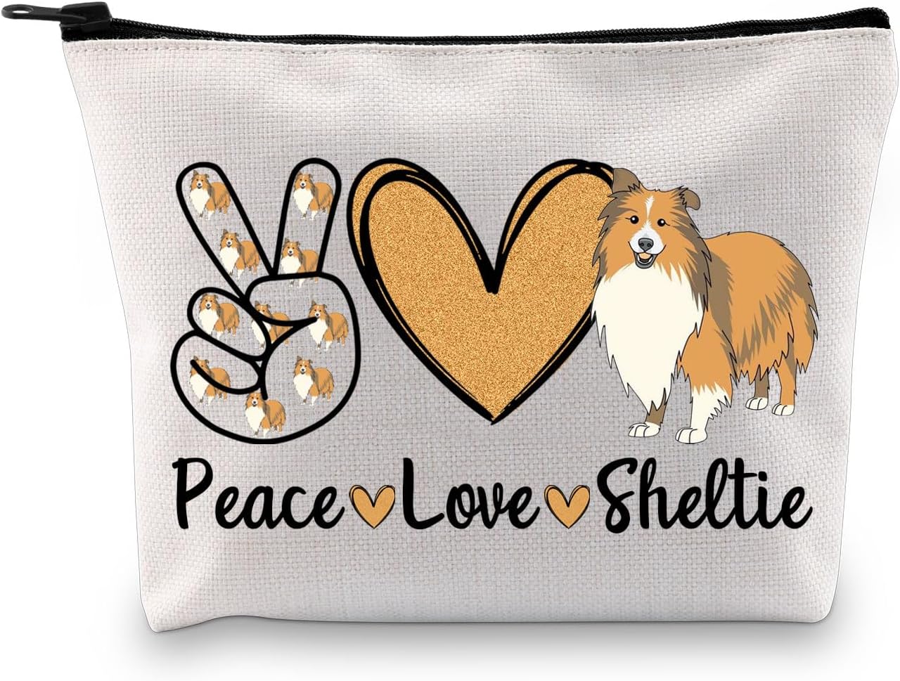 BDPWSS Sheltie – Bolsa de maquillaje para amantes de los perros, regalos para mujeres, bolsa de maquillaje Sheltie Mom Shetland Sheepdogs Gift Peace