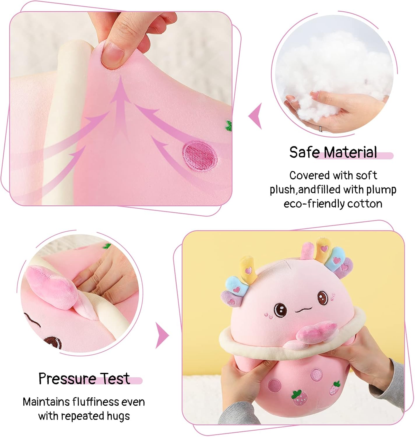 AIXINI Axolotl Boba – Peluche de té de burbujas de 10 pulgadas, lindo y suave juguete de peluche para niños