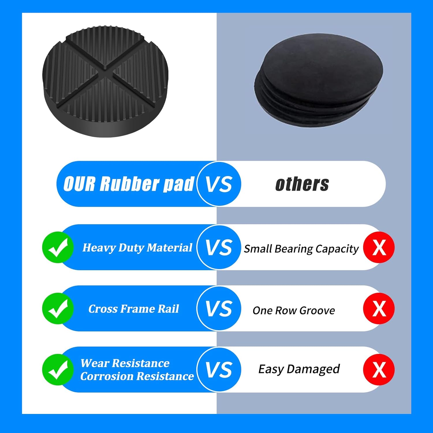 Floor Jack Rubber Pad Jegruda – Adaptador universal de almohadilla de gato, protector de riel de marco lateral de soldadura por pellizco, paquete de