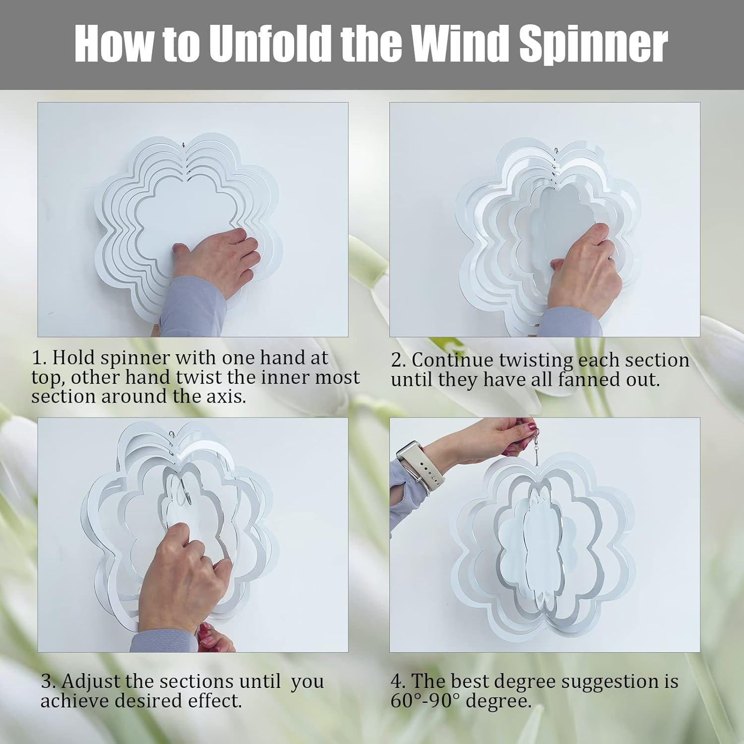 Paquete de 4 hilanderos de viento de sublimación de 10 pulgadas, escultura de viento de metal de aluminio 3D para patio y jardín, adornos artísticos