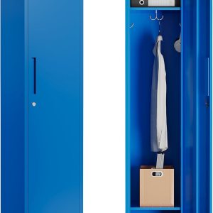 Armario de metal de 71 “Armario de almacenamiento de acero azul con puerta para oficina, escuela, gimnasio, armarios de almacenamiento de metal para Armario de metal de 71 “Armario de almacenamiento de acero azul con puerta para oficina, escuela, gimnasio, armarios de almacenamiento de metal para