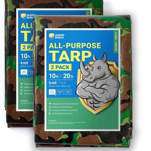 GUARD SHIELD Lona de camuflaje impermeable de 10 x 20 pies, cubierta de poliéster de 6 mil (paquete de 2) GUARD SHIELD Lona de camuflaje impermeable de 10 x 20 pies, cubierta de poliéster de 6 mil (paquete de 2)