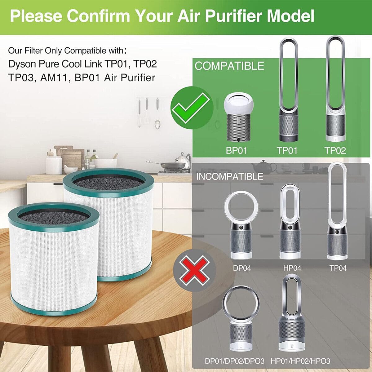 Filtro del purificador de aire HEPA para Dyson Pure Cool Link TP00 TP02 TP03 968126-03