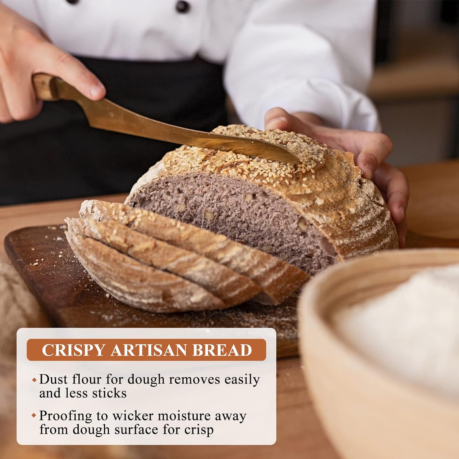 Cestas de prueba Banneton de pan de 9 pulgadas cesta redonda a prueba de masa madre para hacer pan artesanal para panaderos profesionales y caseros,