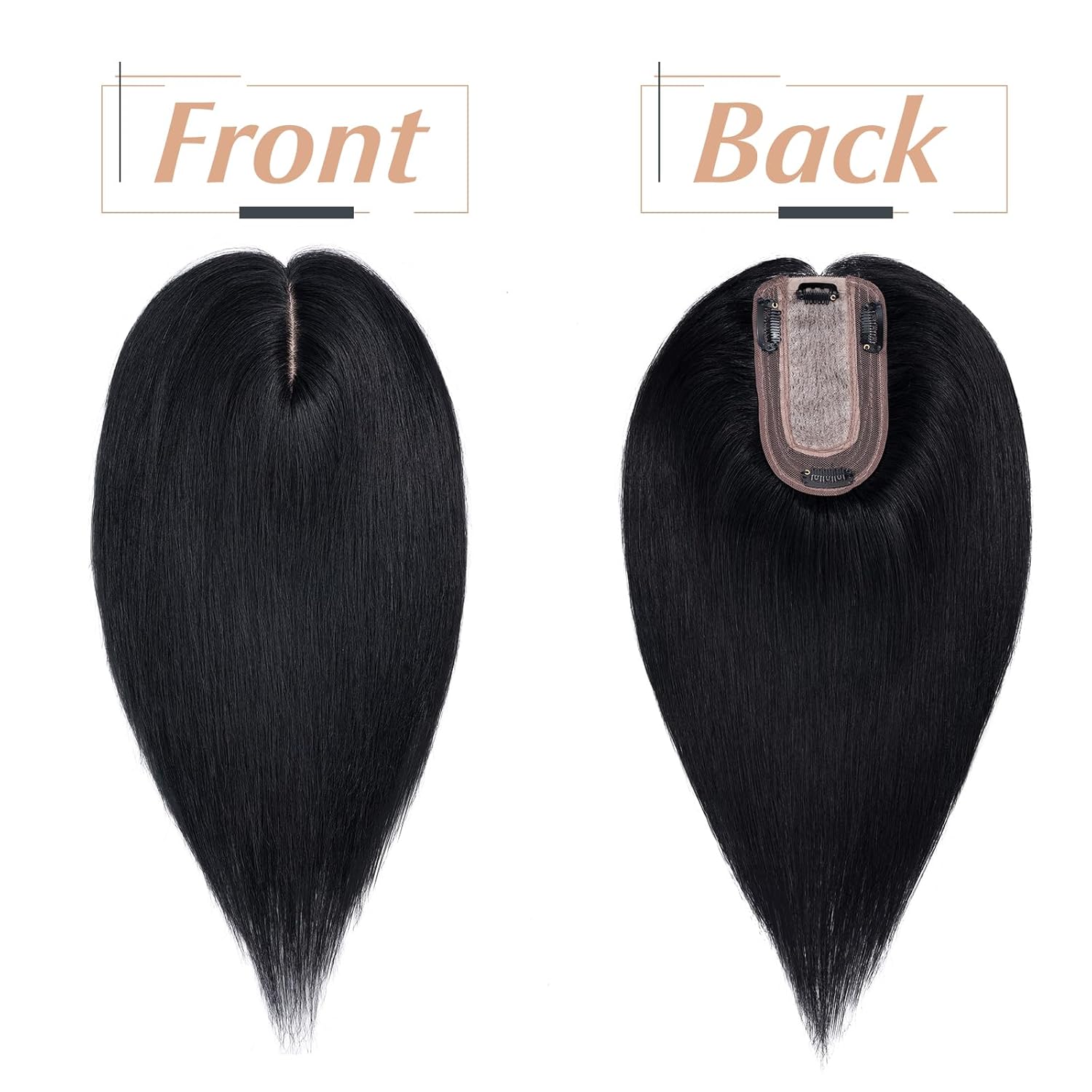 Benehair Toppers para el cabello para mujer, 100% cabello humano real, densidad del 150%, hecho a mano, base de seda, piezas de cabello con clip
