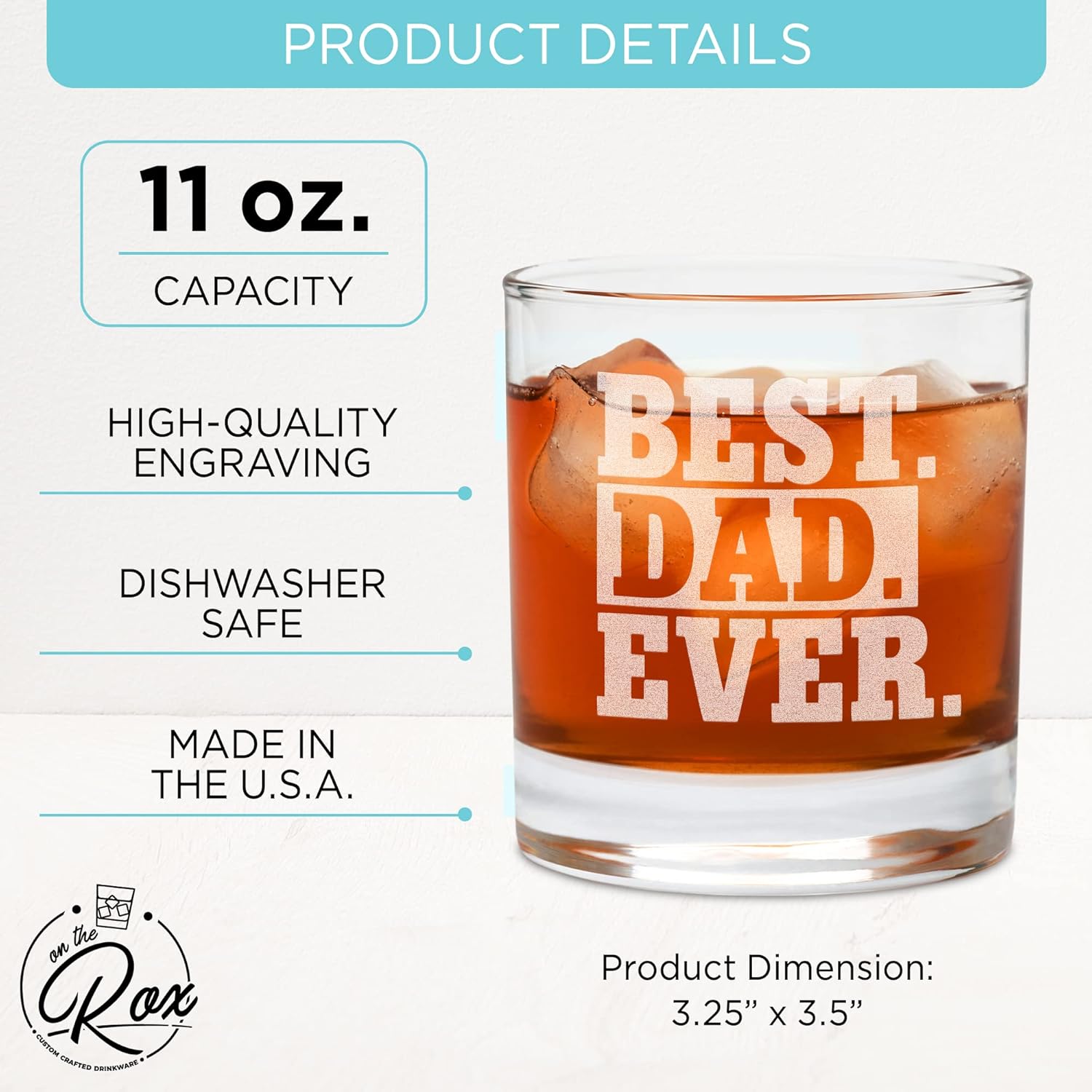 Regalos de whisky para papá, vaso de whisky grabado “Best Dad Ever” de 11 onzas, regalo del día del padre, regalos de cumpleaños para papá de hija,