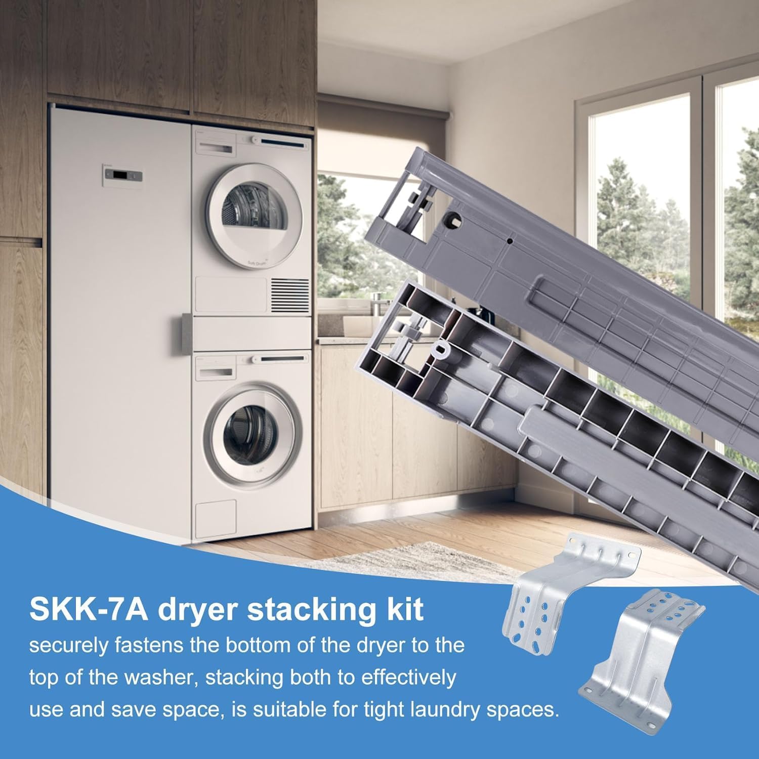 WKZO Skk-7a Skk 8k – Kit de apilamiento de secadora para lavadoras y secadoras Samsung de carga frontal de 27 pulgadas, el kit de apilamiento de