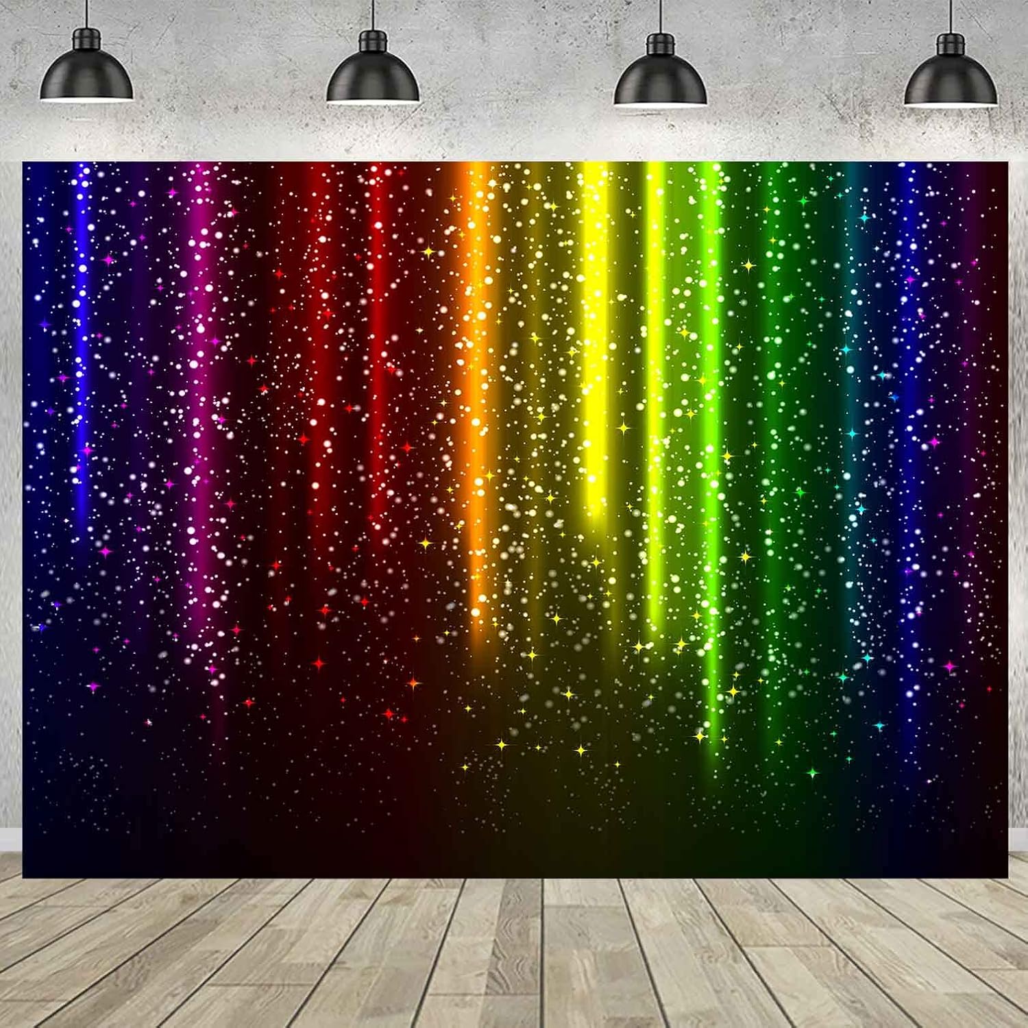 Sensfun Let’s Glow – Telón de fondo para fotografía de fiesta que brilla en la oscuridad, música danza, discoteca, arco iris, neón, salpicadura, mes