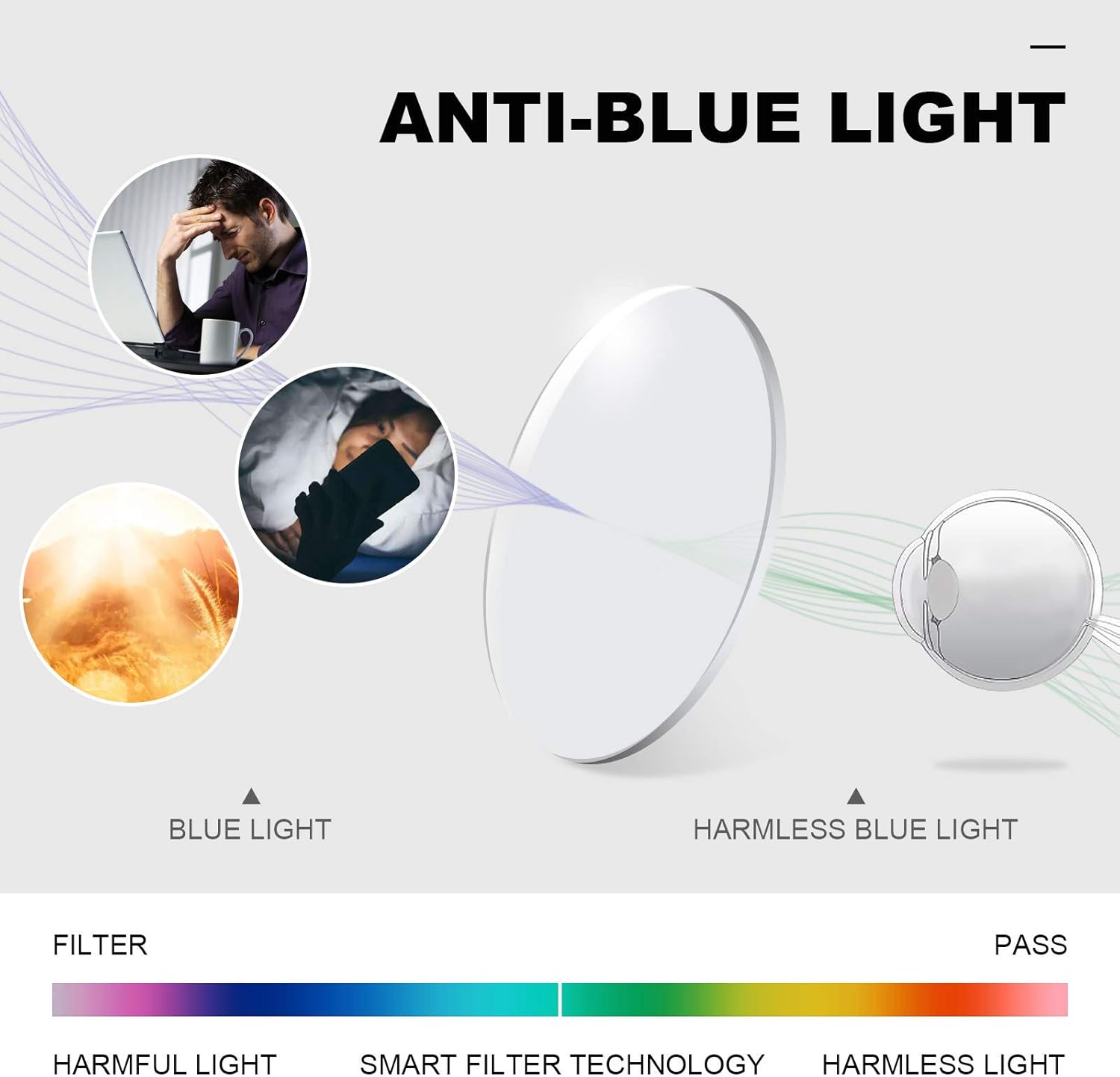 CARFIA Rectangle Blue Light Blocking Glasses for Men UV Protection Computer Gaming Glasses