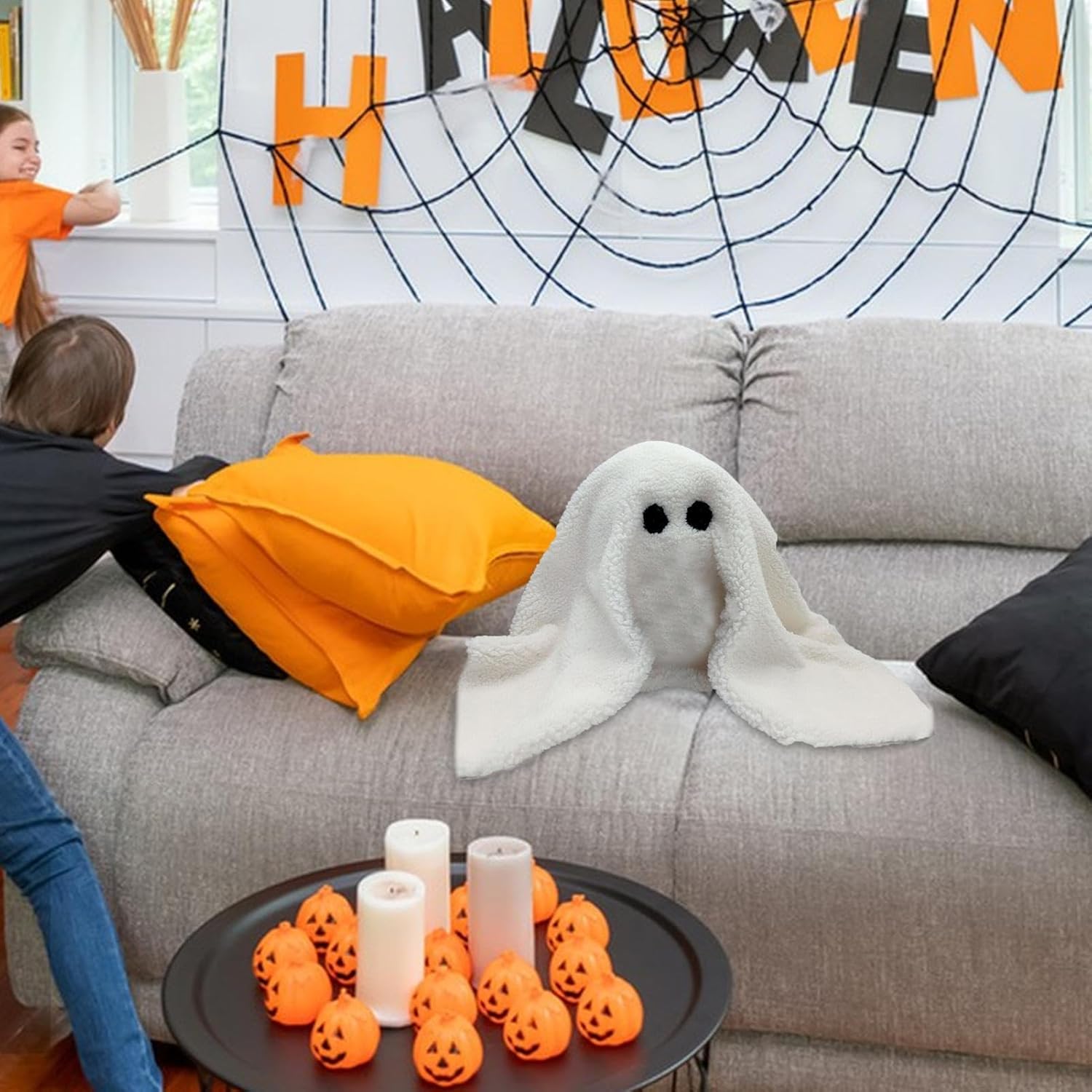 Shakven Nueva almohada de calabaza Gus The Ghost 2023  Almohada Gus The Ghost 2023, Gus The Halloween Ghost Plush para decoración de Halloween,