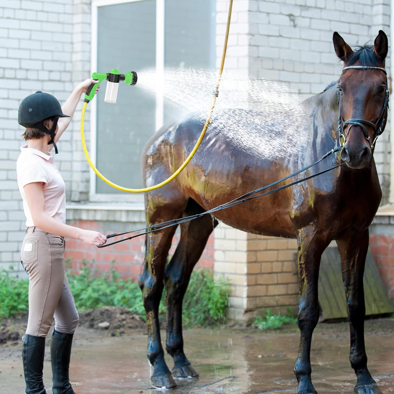 Pup Jet Dog Wash, juego de 8 herramientas de baño para mascotas, incluye boquilla de manguera, rociador de espuma, guante de aseo para mascotas y