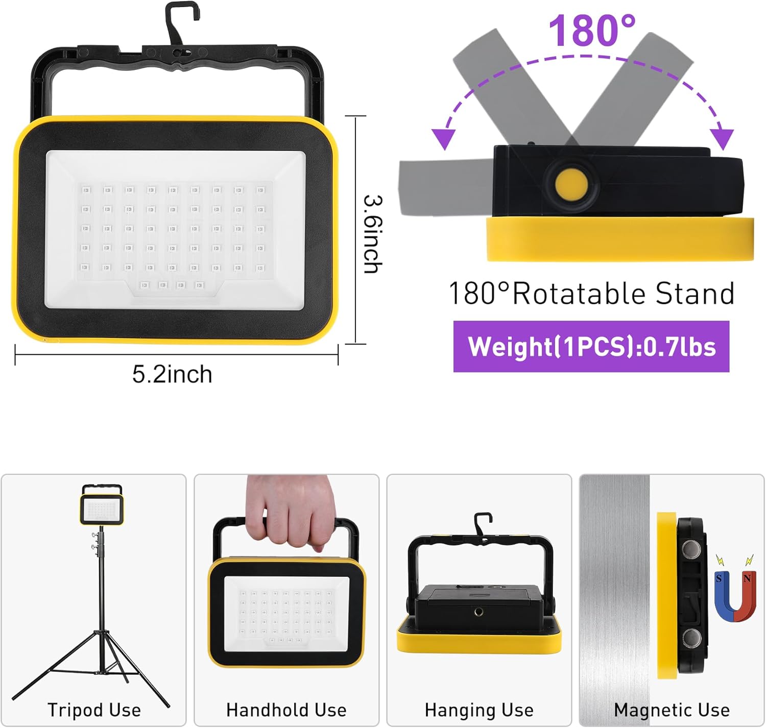 Luz negra LED recargable, luz negra portátil alimentada por batería, luz LED de inundación de 395 nm, luces negras, fiesta de neón brillante, pesca
