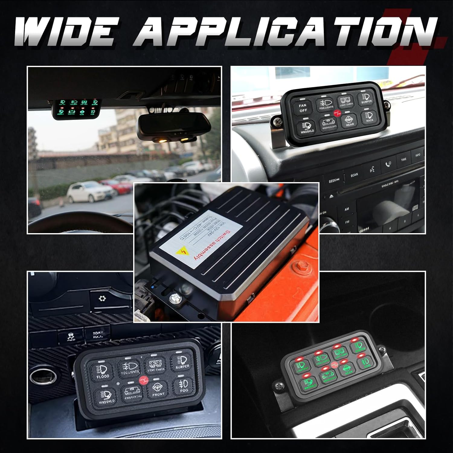 OFFROADTOWN – Panel de interruptor de 8 bandas, interruptor LED de encendido y apagado para automóvil, sistema de relé de control de circuito, caja