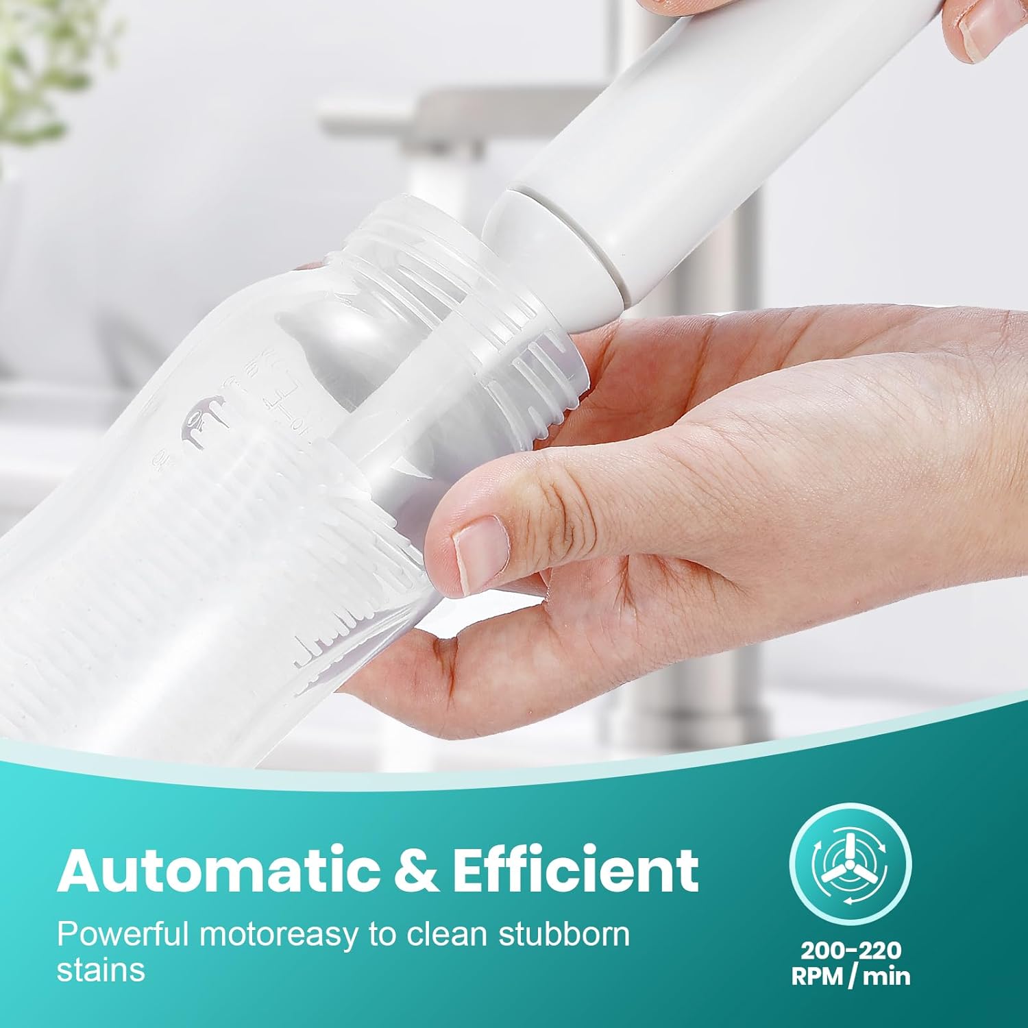 Oustartom Limpiador eléctrico de cepillos para botellas, limpiador profesional de biberones y cepillo para accesorios infantiles y tazas de pajita,
