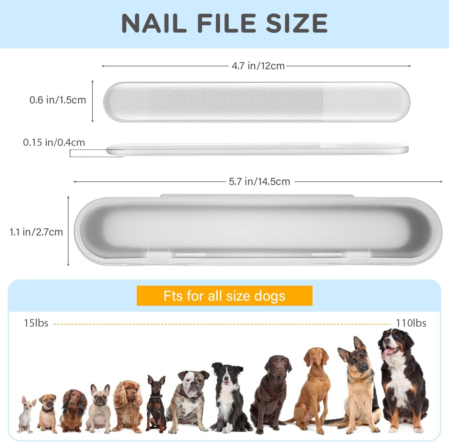 WeinaBingo Lima de uñas para perros, limpiadora de uñas suave e indolora para garras y patas, ideal para perros, gatos, pájaros