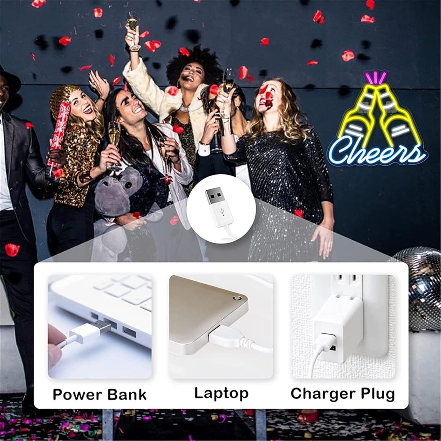 MNB LED Flexible Neon Billboard Neon Billboard Background Bar Decoration Light Shape 34X32cm