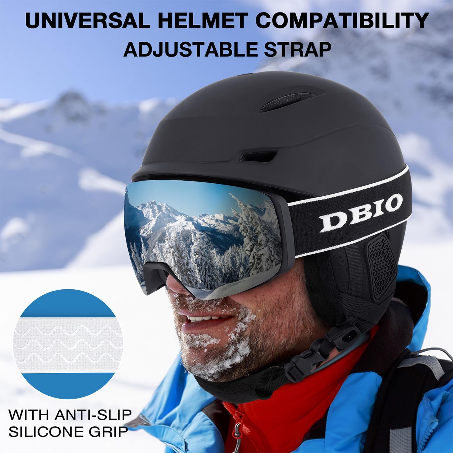 DBIO Ski Goggles Magnetic Lens – Frameless, UV Protection Anti fog OTG SnowSnowboard Goggles for Men Women Adult Youth