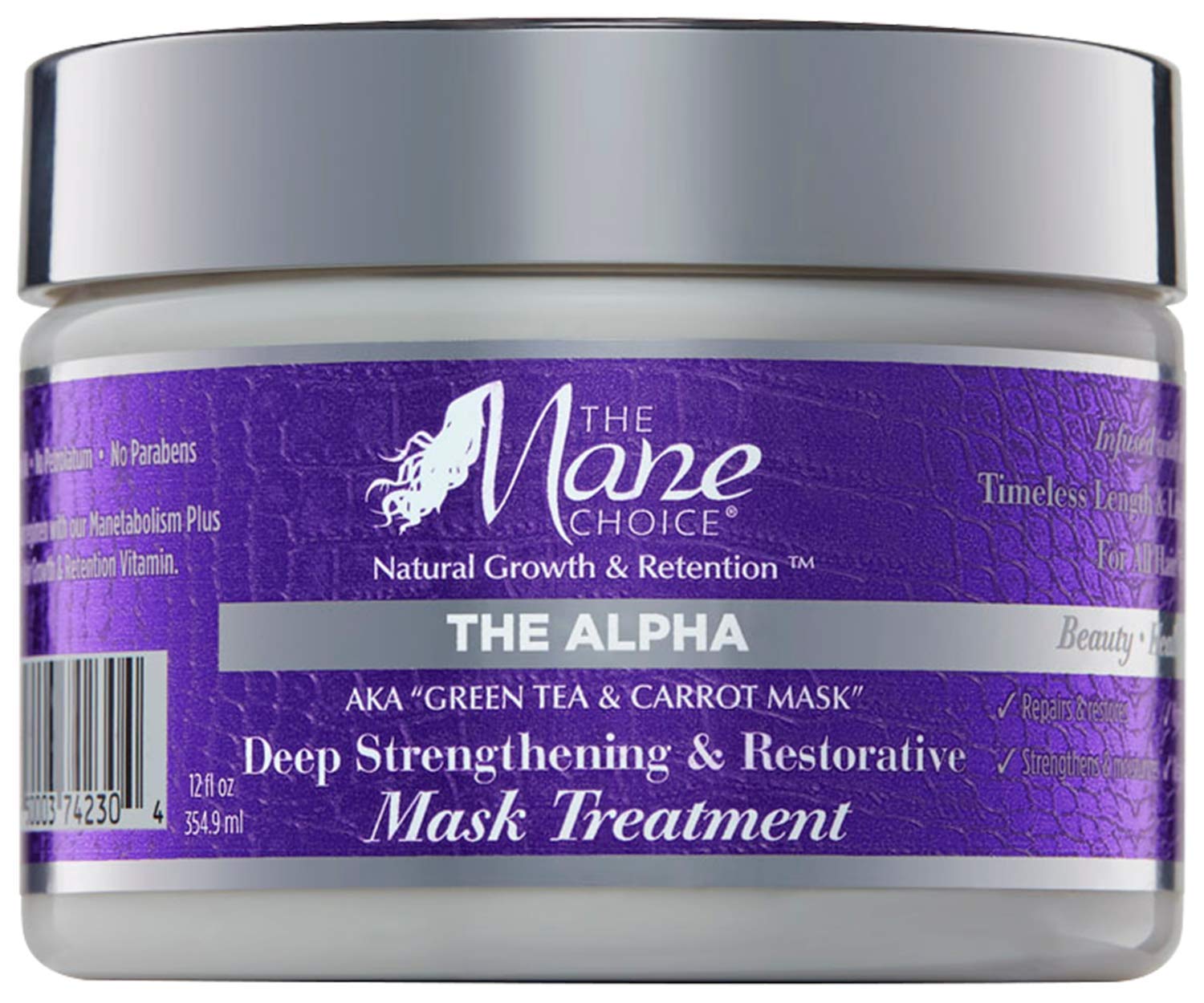 The Mane Choice Mascarilla capilar Alpha Green Tea & Carrot Fortalecimiento y Tratamiento Restaurador, 12 onzas