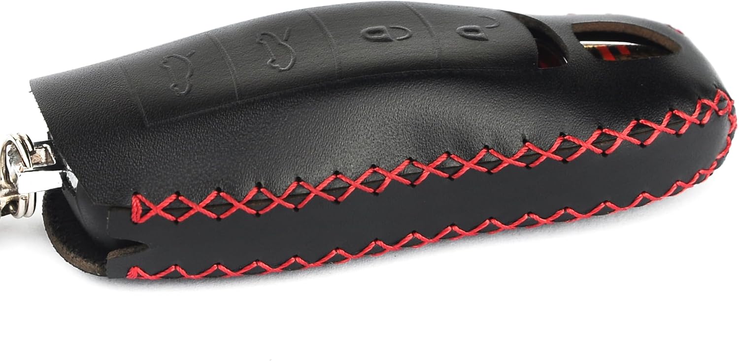 Cadtealir Funda de piel italiana para llavero compatible con Boxster Turbo Porsche Cayenne Panamera Macan Cayman 911