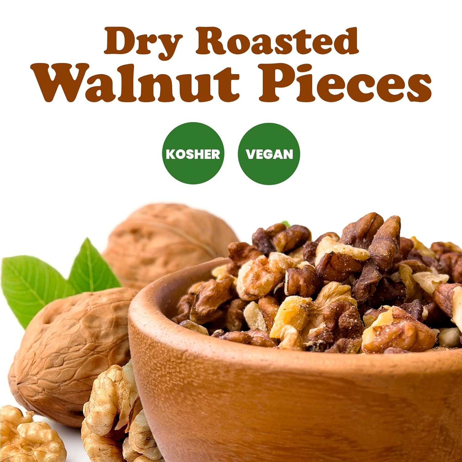 Nueces tostadas en seco, 8 onzas  Piezas de nueces sin sal. Bocadillo delicioso y nutritivo. Apto para dieta keto y paleo. Ideal para ensaladas,