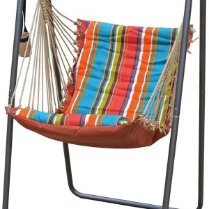 Algoma Silla hamaca de red con barra separadora, silla columpio acolchada para columpio al aire libre, cómodo asiento colgante con soporte, color Algoma Silla hamaca de red con barra separadora, silla columpio acolchada para columpio al aire libre, cómodo asiento colgante con soporte, color