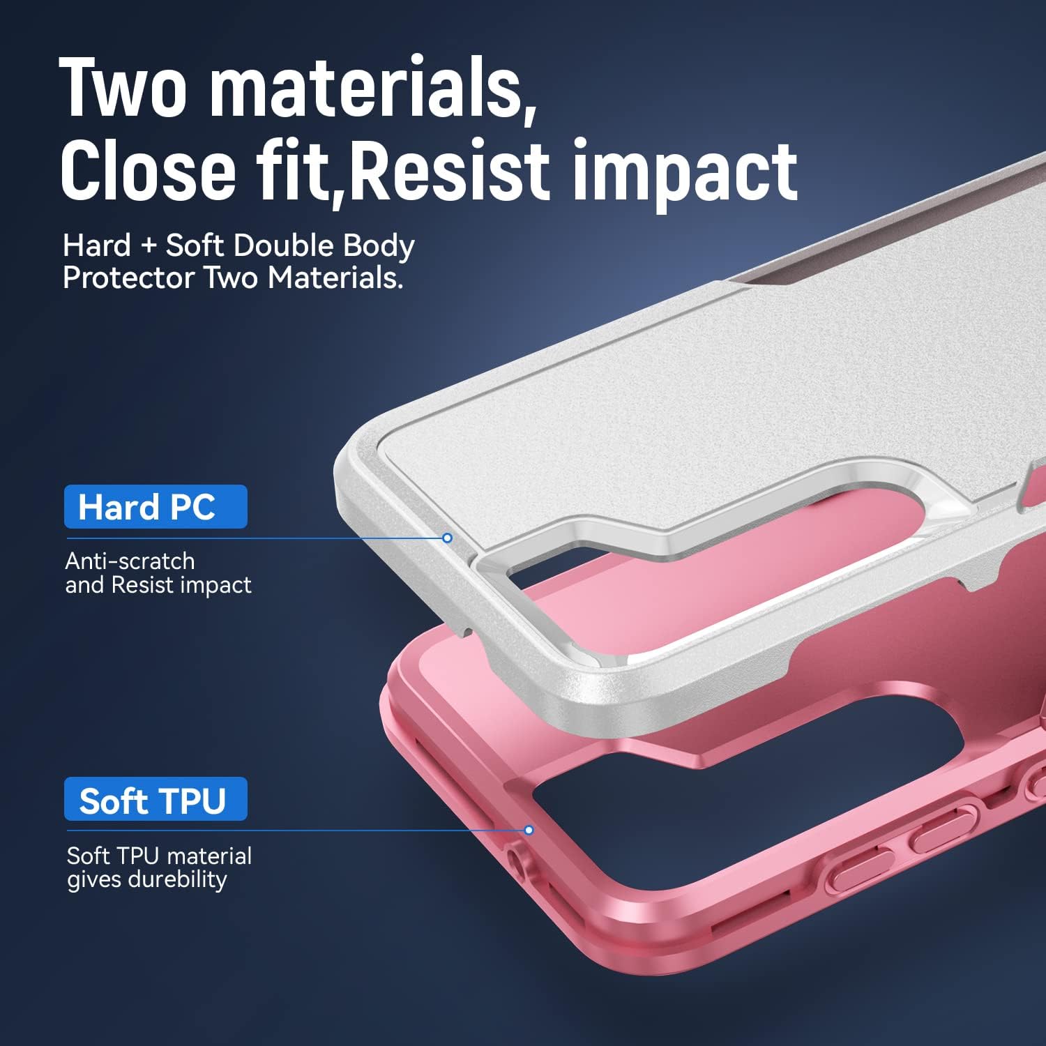 Funda para Samsung Galaxy S23 con 2 protectores de pantalla, grado militar, doble capa a prueba de golpes, resistente, soporte de anillo magnético