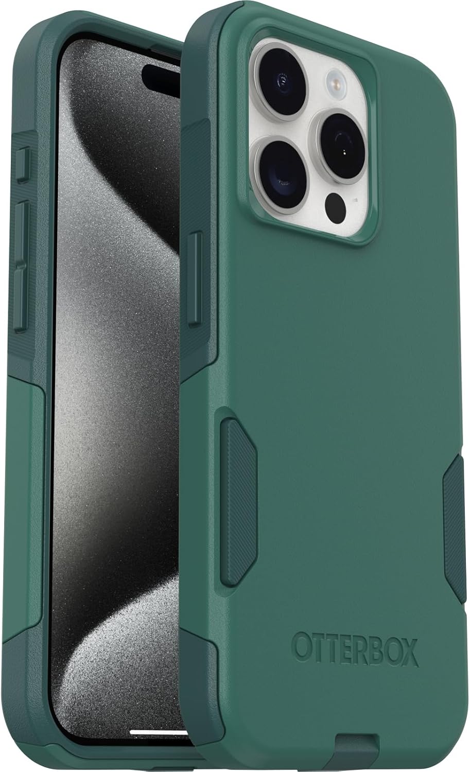 OtterBox Funda para iPhone 15 Pro (solamente) Commuter Series obtén tus verdes, delgada y resistente, apta para el bolsillo, con protección de puerto