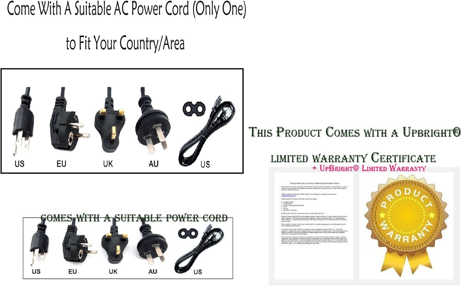 UpBright Adaptador de CACC compatible con HP Pavilion 32 V1M69A#ABA 34f 6JM50AA OMEN 27i HSD-0048-L Monitor 27-n113w N0A92AA TouchSmart 22-C0083W