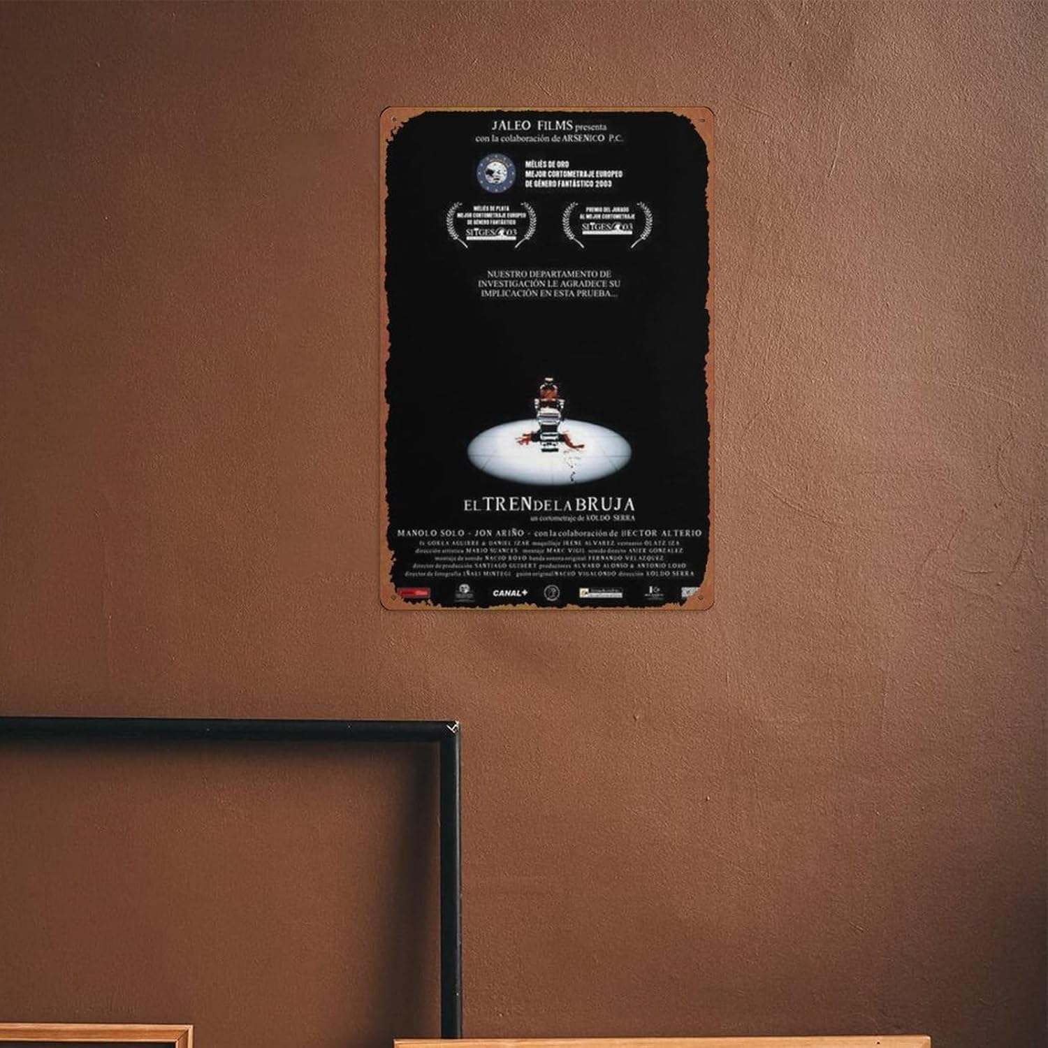El tren de la bruja (S) – Póster de metal con logotipo de lata para el hogar, decoración de pared, café, 8 x 12 pulgadas