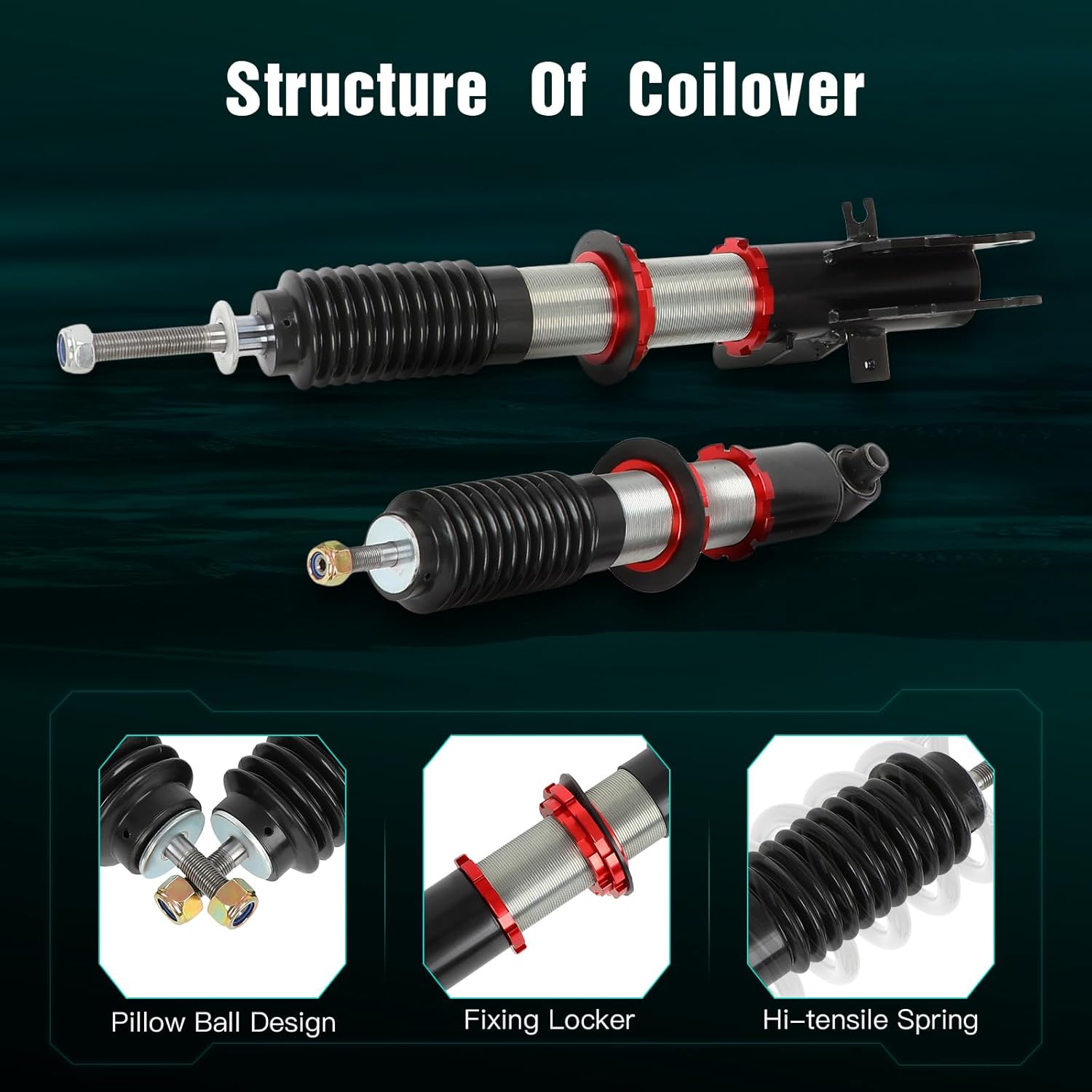 SCITOO Amortiguador ajustable Suspensiones Coilover Kits de puntales de choque Asamblea Amortiguadores puntales aptos para Chevrolet para Camaro