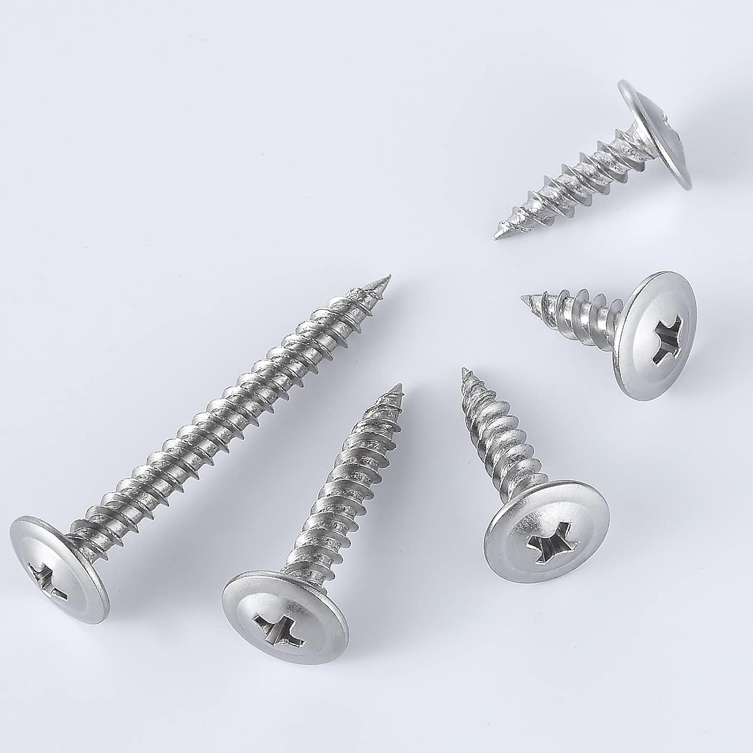 WensiLon #8 Phillips Truss Head Tornillos de madera Acero inoxidable 410 Quick Metal Autoperforantes Surtido Kit