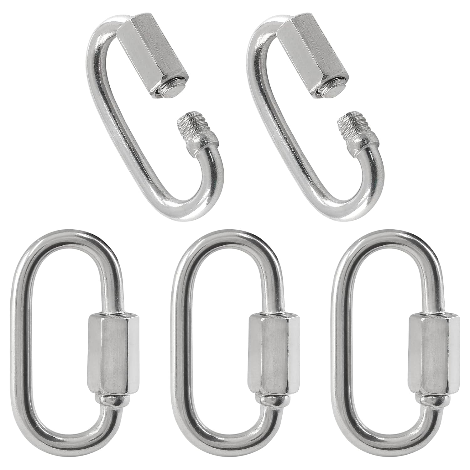 5 eslabones rápidos de 14 de pulgada de acero inoxidable 304 en forma de D, eslabones de cadena resistentes M6 con bloqueo M6, eslabones de cadena