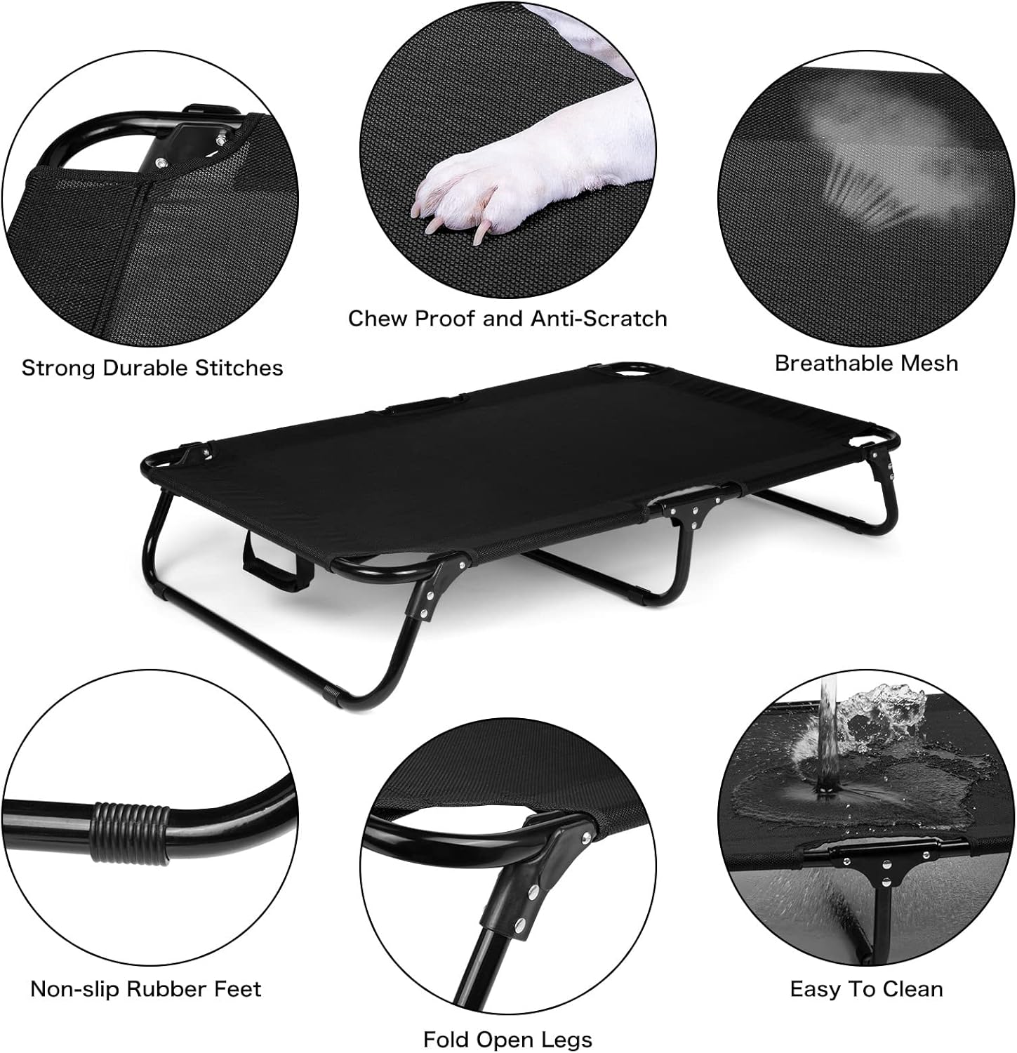 Cama elevada para perro, cama elevada plegable para perro, cama elevada para mascotas con malla lavable y transpirable, cama portátil para perros