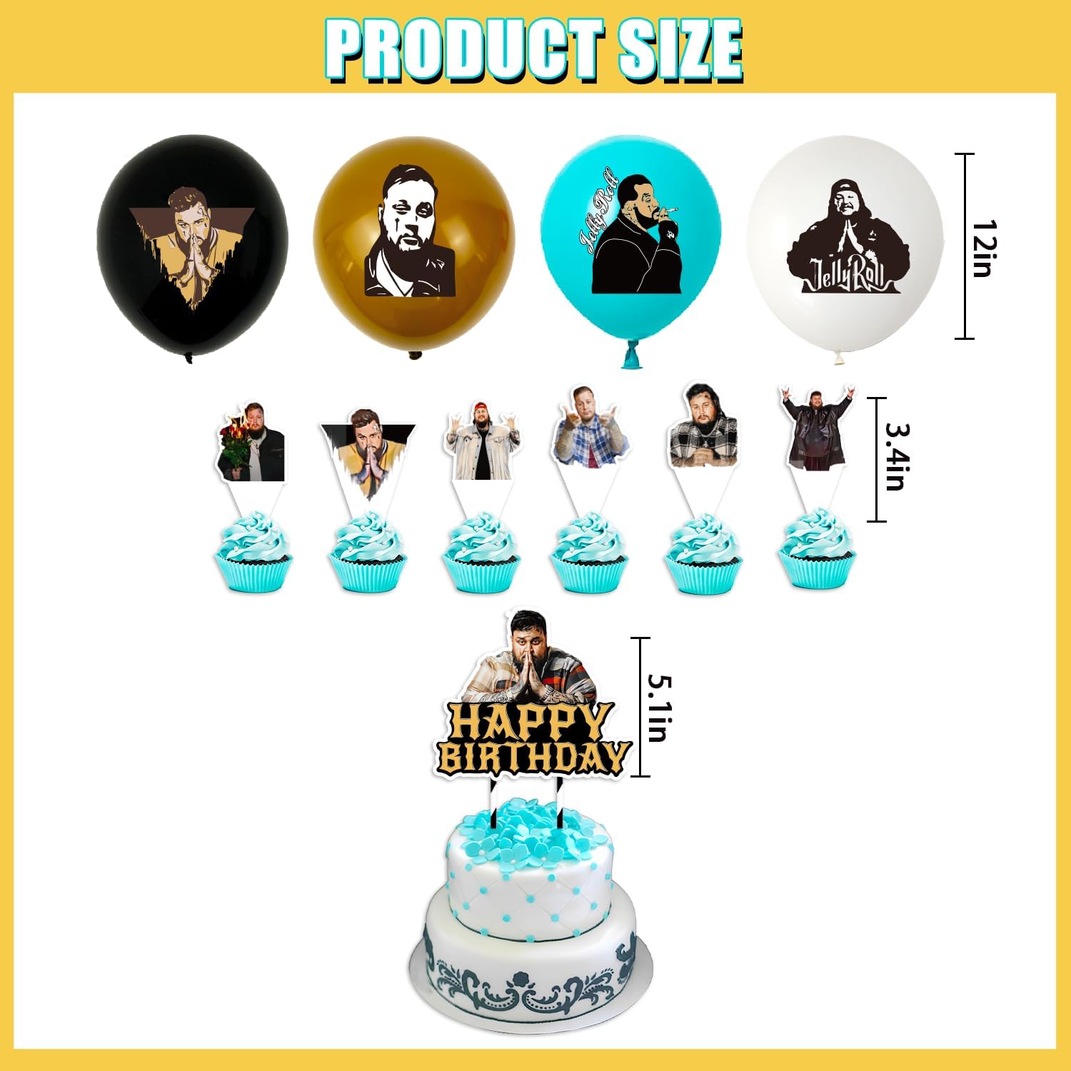 Jelly Great Roll Singer – Decoración de fiesta de cumpleaños, suministros de fiesta temática musical con pancarta, adornos para pasteles y globos de