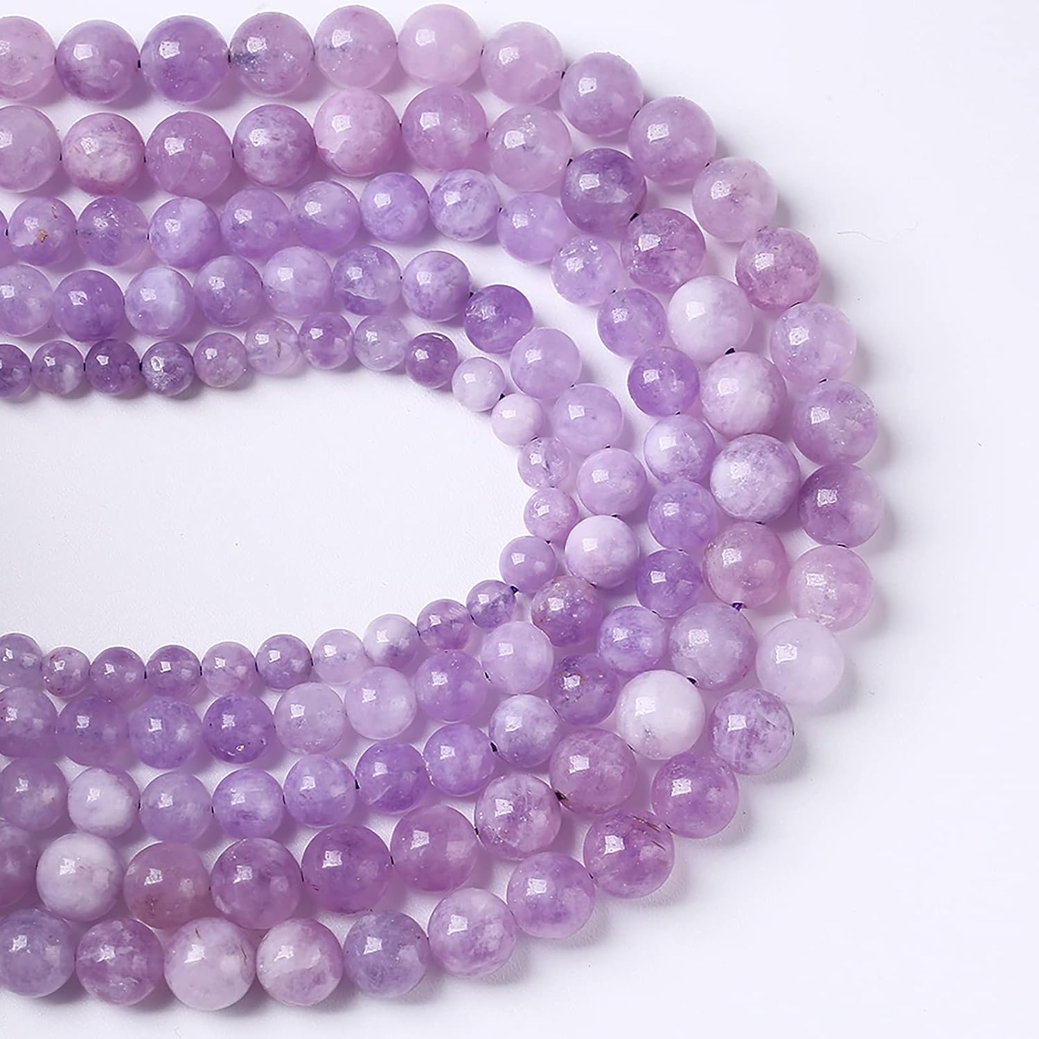 37 cuentas de amatista lavanda natural de 0.394 in (0.394 in), redondas y sueltas, piedras preciosas de cristal curativo para hacer joyas y pulseras
