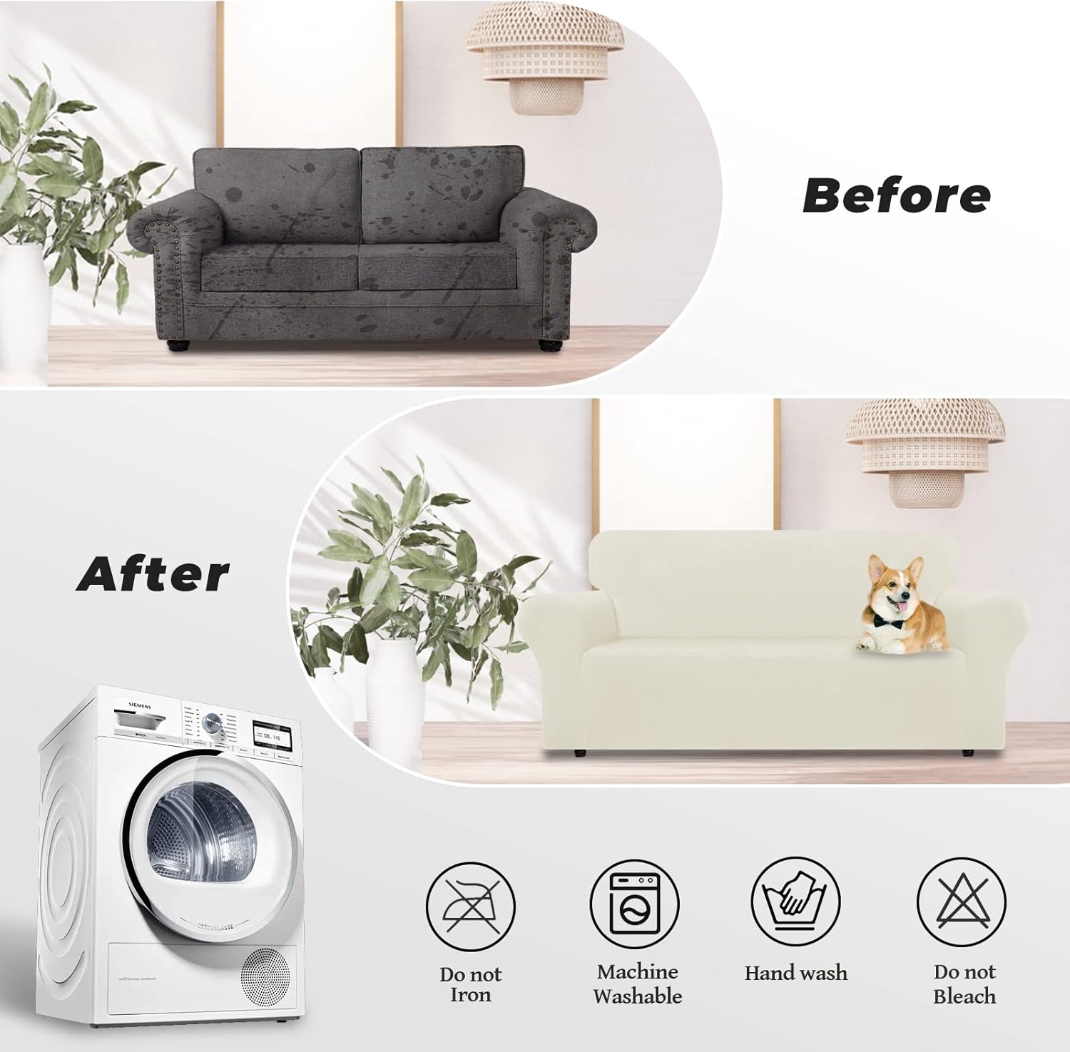 WEERRW Funda de terciopelo para sofá, funda de sofá de alta elasticidad con espuma antideslizante y parte inferior elástica, protector de muebles