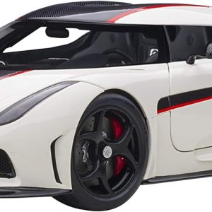 Koenigsegg Regera 79027 – Coche modelo 118 blanco con carbón negro y rayas rojas Koenigsegg Regera 79027 – Coche modelo 118 blanco con carbón negro y rayas rojas