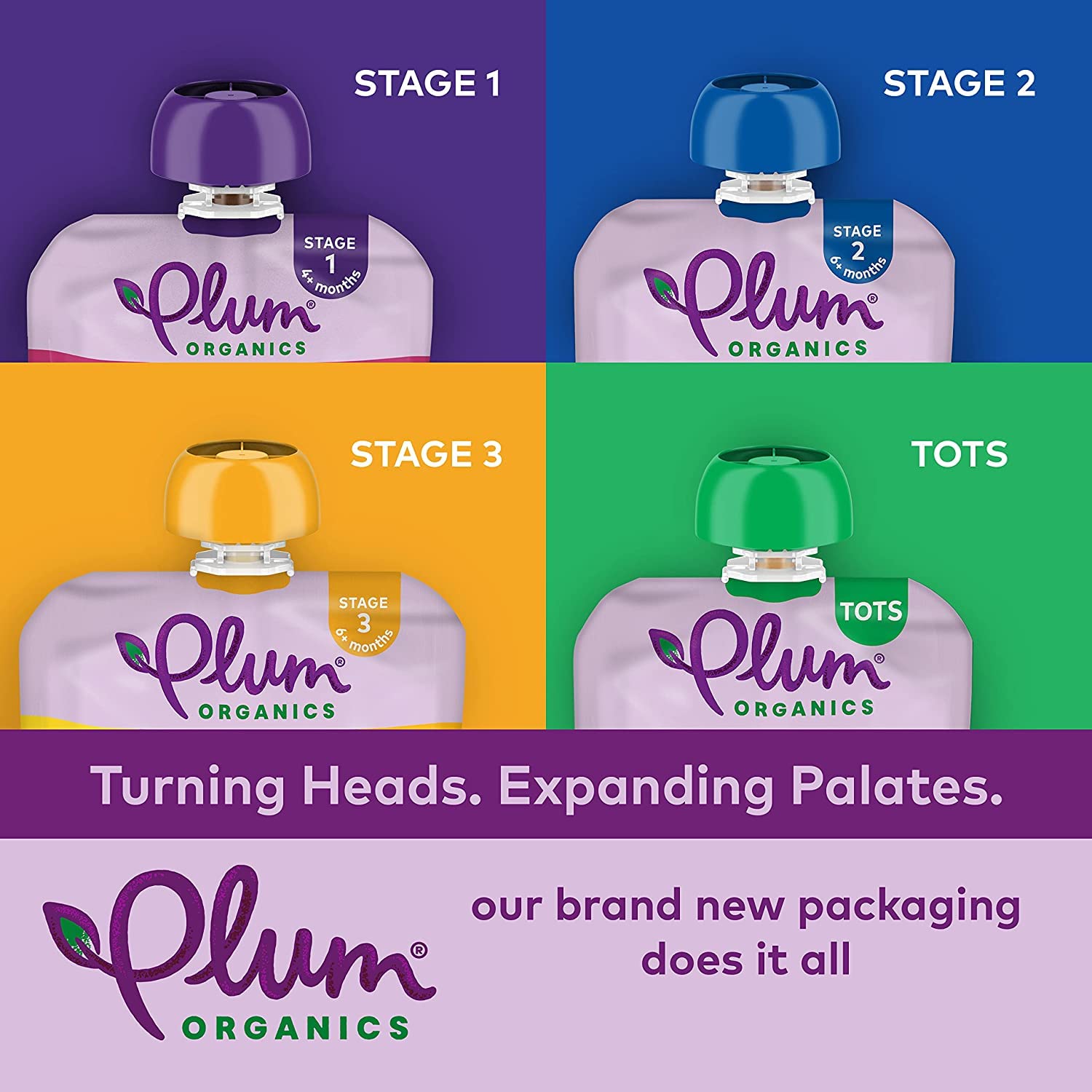 Plum Organics Alimento orgánico para bebés etapa 2 – pera, zanahoria morada y arándanos – Bolsa de 4 onzas – Bolsa orgánica de alimentos para bebés