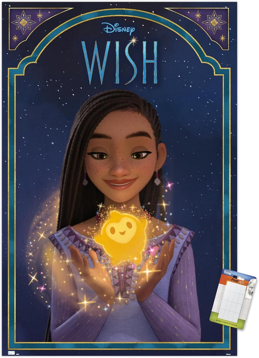 Trends International Disney Wish – Póster de pared de Asha & Star, 22.37 x 34.00 pulgadas, paquete de póster y montaje prémium