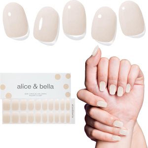 Alice & Bella Tiras de uñas de gel color blanco lechoso, color blanco lechoso ombré, elegante manicura neutra color nude para cualquier ocasión y Alice & Bella Tiras de uñas de gel color blanco lechoso, color blanco lechoso ombré, elegante manicura neutra color nude para cualquier ocasión y