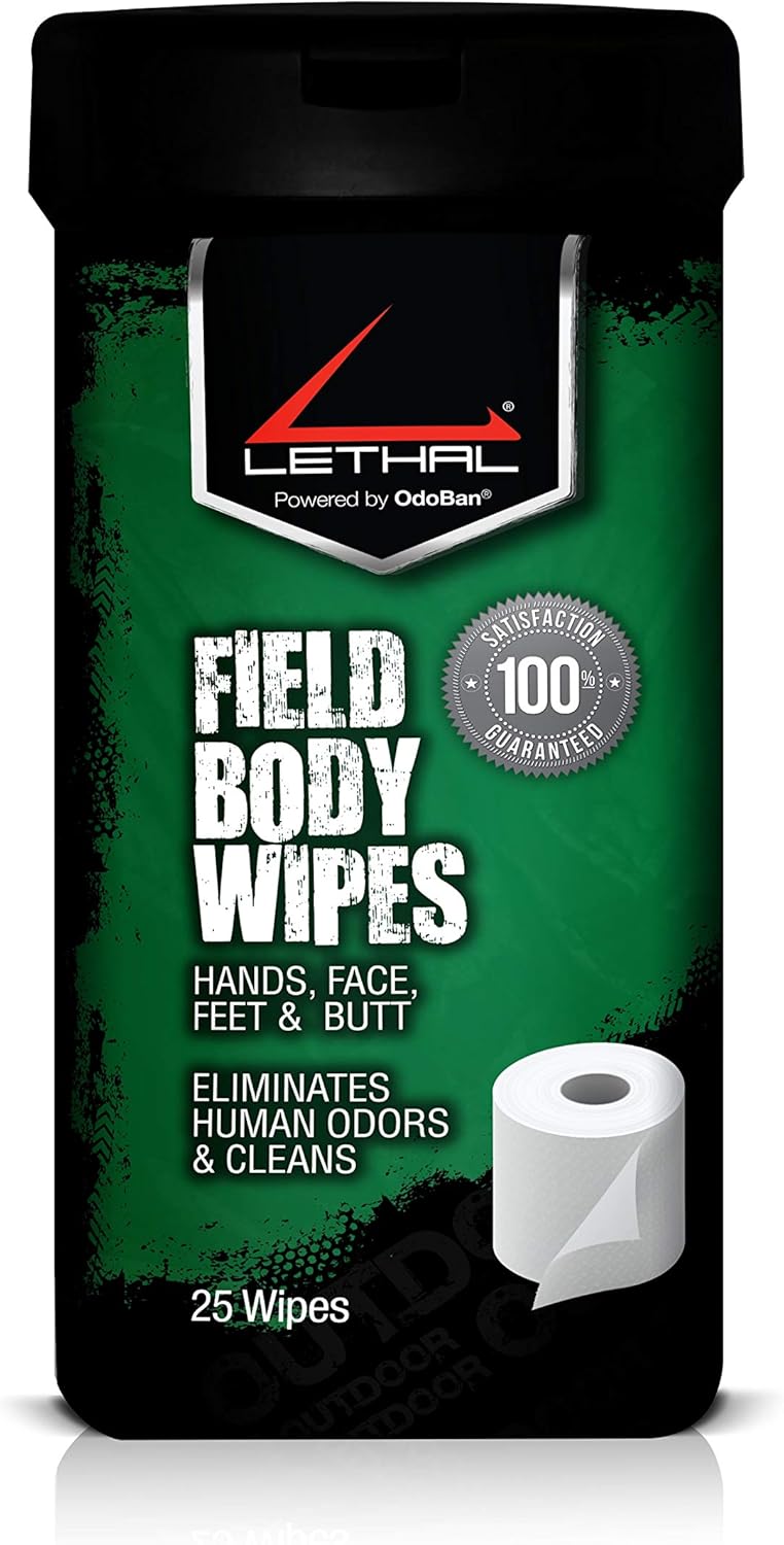 LETHAL Toallitas para el cuerpo de campo eliminador de olores de caza, paquete de 2