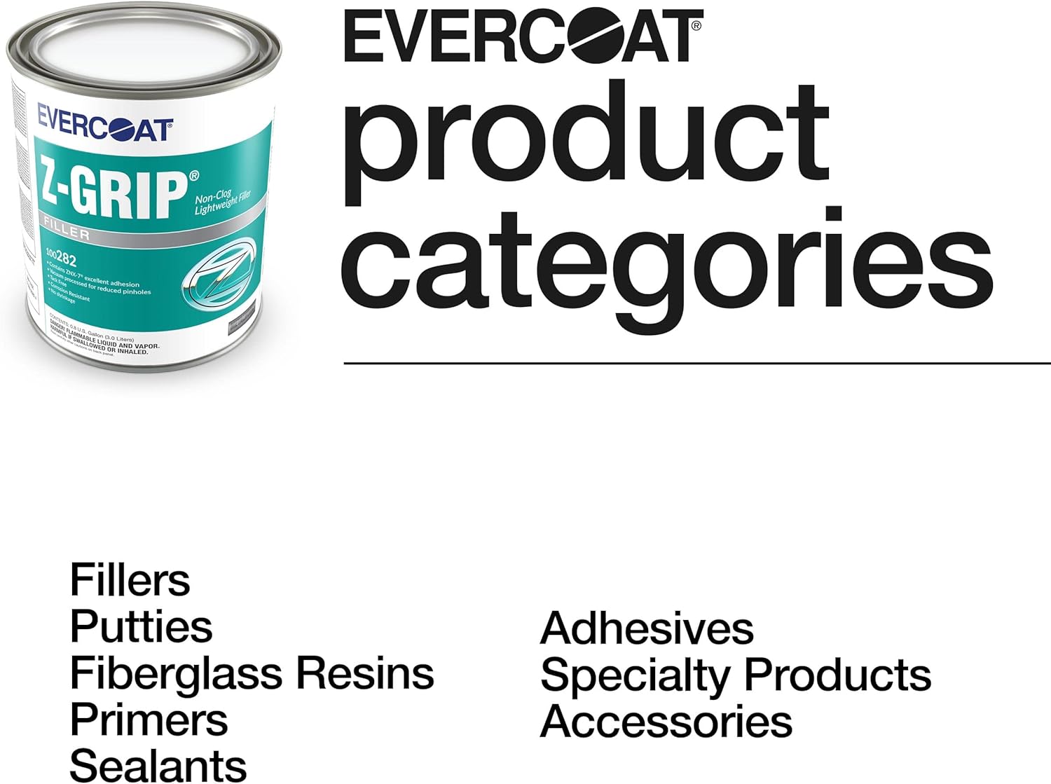 Evercoat 282 Z-Grip relleno liviano sin obstrucción, galón (incluye endurecedor en crema color azul)