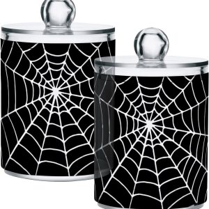 Juego de 2 tarros de boticario de plástico transparente para hisopo de algodón, hisopo de algodón, almohadilla, hilo dental, dispensadores de Juego de 2 tarros de boticario de plástico transparente para hisopo de algodón, hisopo de algodón, almohadilla, hilo dental, dispensadores de