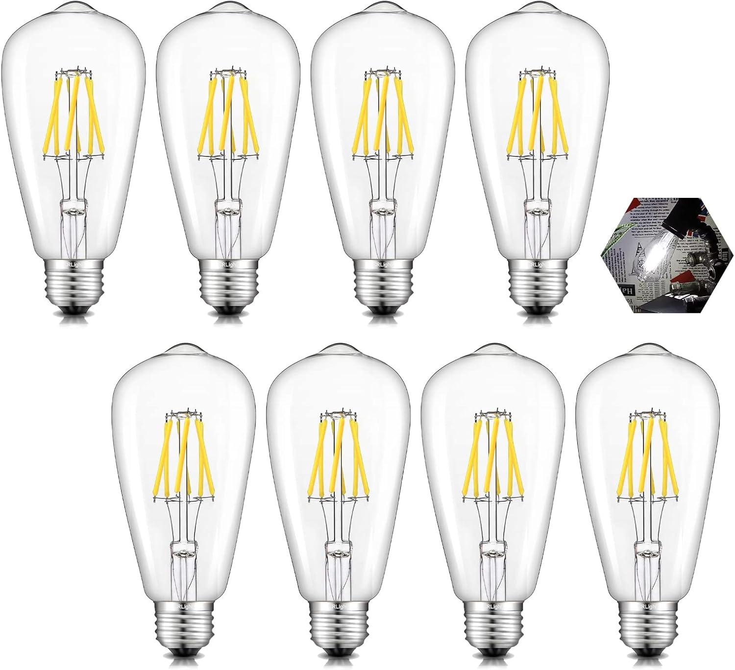 CRLight Bombilla LED Edison regulable de 5000 K, 6 W, luz diurna, brillo blanco, equivalente a 700 W, 700 LM, E26, estilo vintage, ST64, bombillas