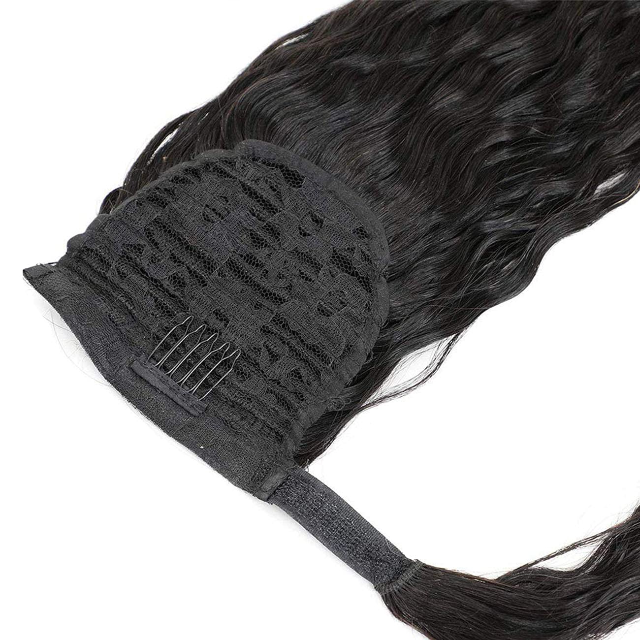 Extensiones de cabello humano 100 % real, cola de caballo envolvente, ondas de agua, pasta mágica, natural, ondulado, rizado profundo, para mujeres