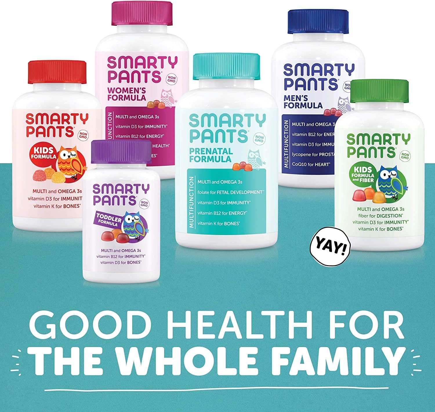 SmartyPants Paquete de gomitas multivitamínicas prenatales y para niños pequeños aceite de pescado Omega 3 (EPADHA), biotina, metilfolato, vitamina