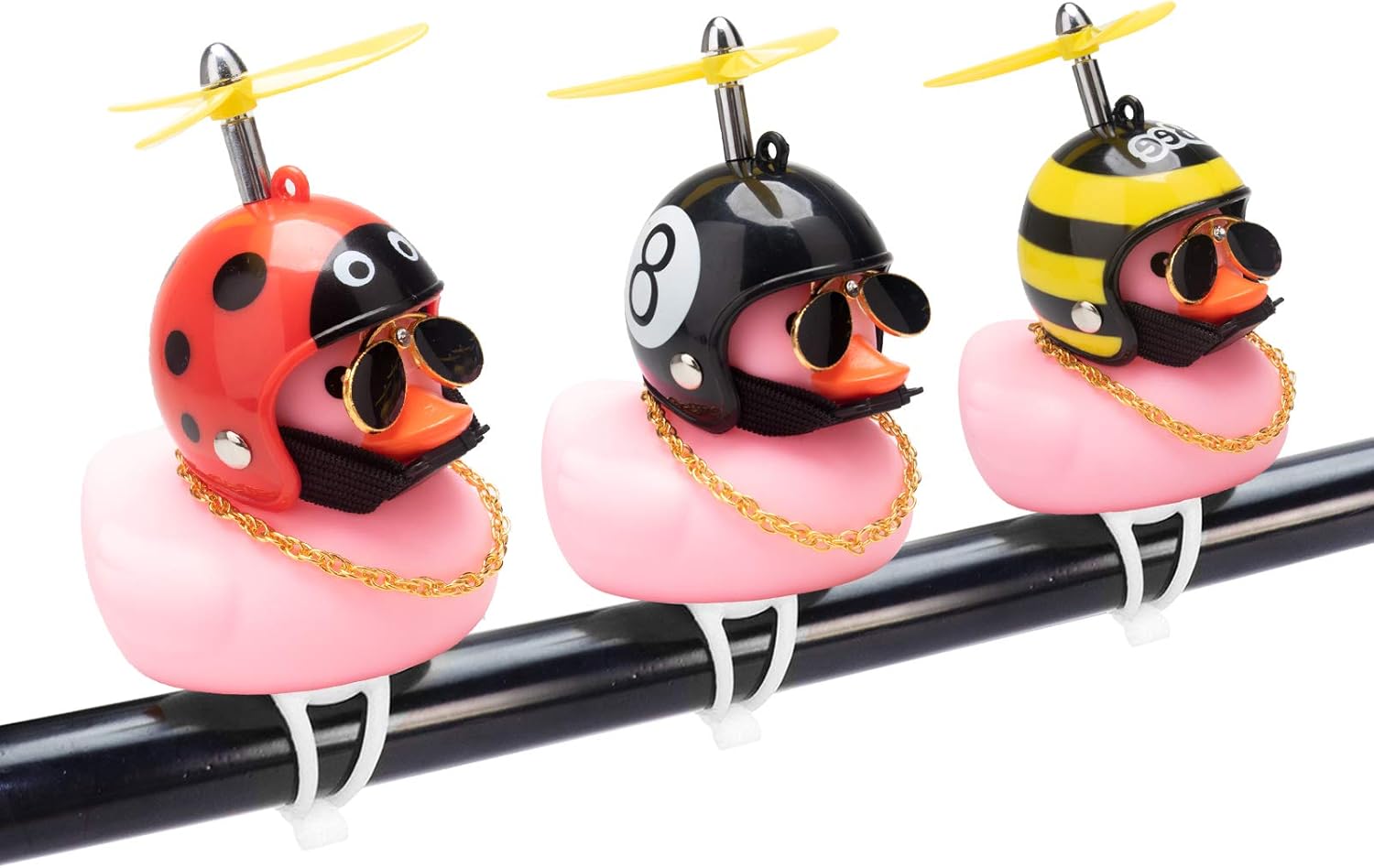 wonuu Adornos de pato de goma para automóvil, campana de bicicleta de pato rosa, decoración de tablero de automóvil, cuernos de bicicleta de pato