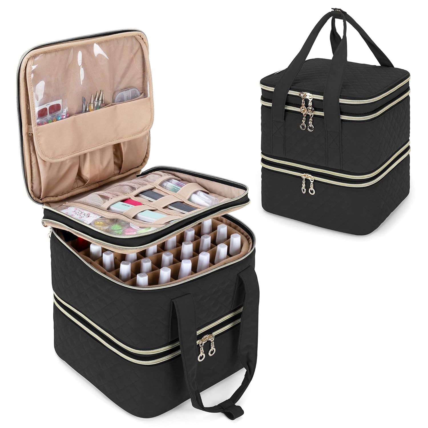 Yarwo Estuche organizador de esmalte de uñas con capacidad para 72 botellas (0.5 fl oz0.5 onzas líquidas), bolsa de almacenamiento de esmalte de
