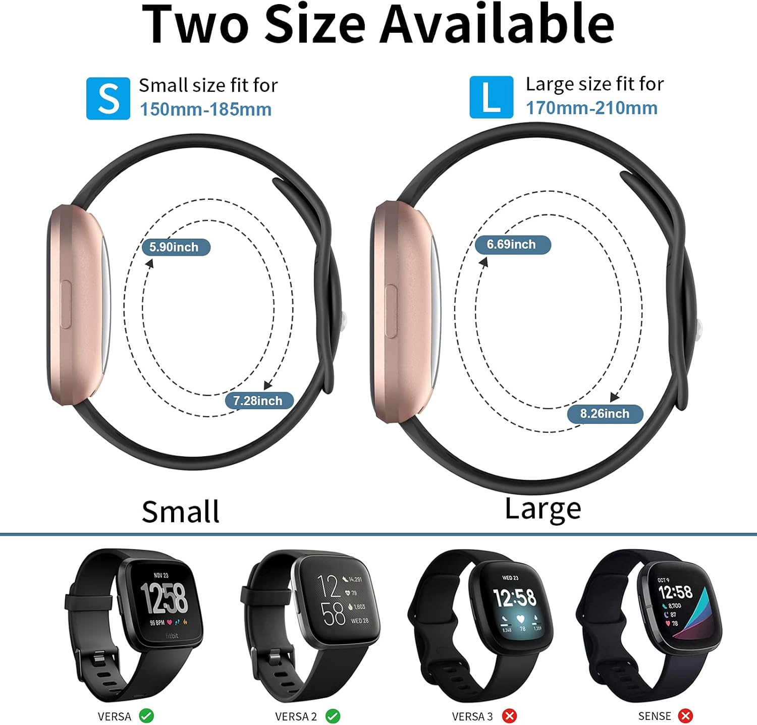 Witzon Bandas deportivas compatibles con Fitbit Versa 2VersaVersa Lite para mujeres y hombres, pulseras de repuesto de silicona transpirable para